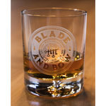 Blade and Bow Etched Rocks Glass- Logo