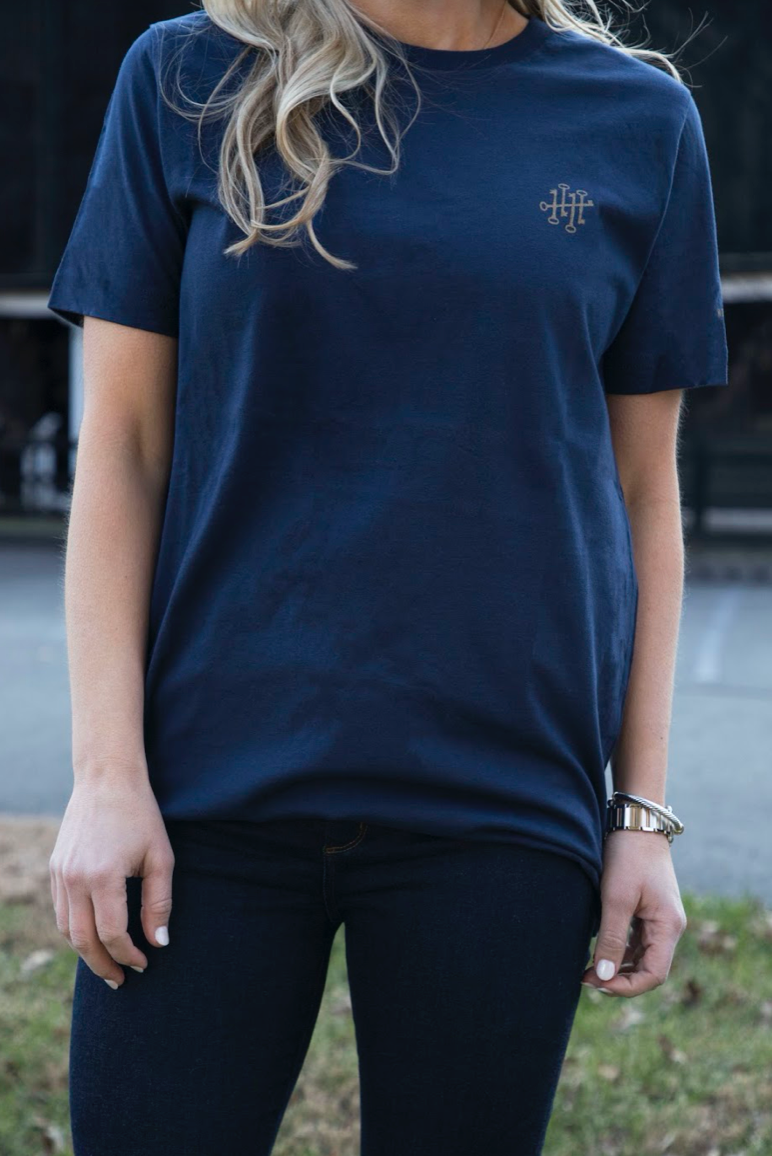 Navy Short Sleeve Blade & Bow Logo T-Shirt with Full Logo on Back
